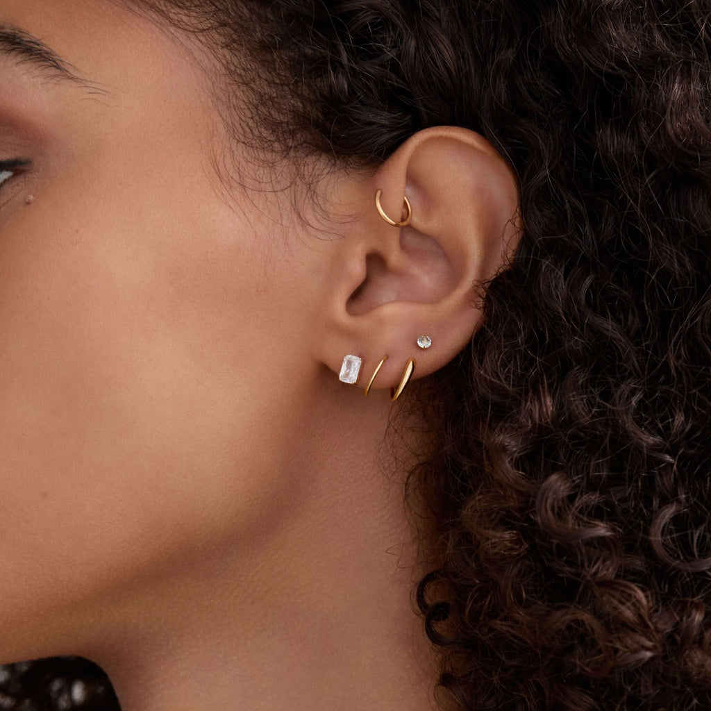 Celestial Crystal Emerald-Cut Nap Earrings, 6mm