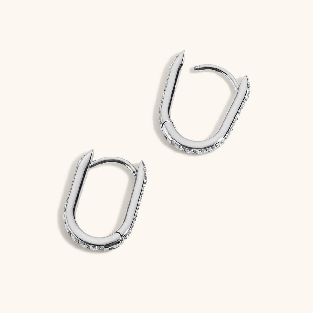 Pavé Halo Oval Hoops, 15mm