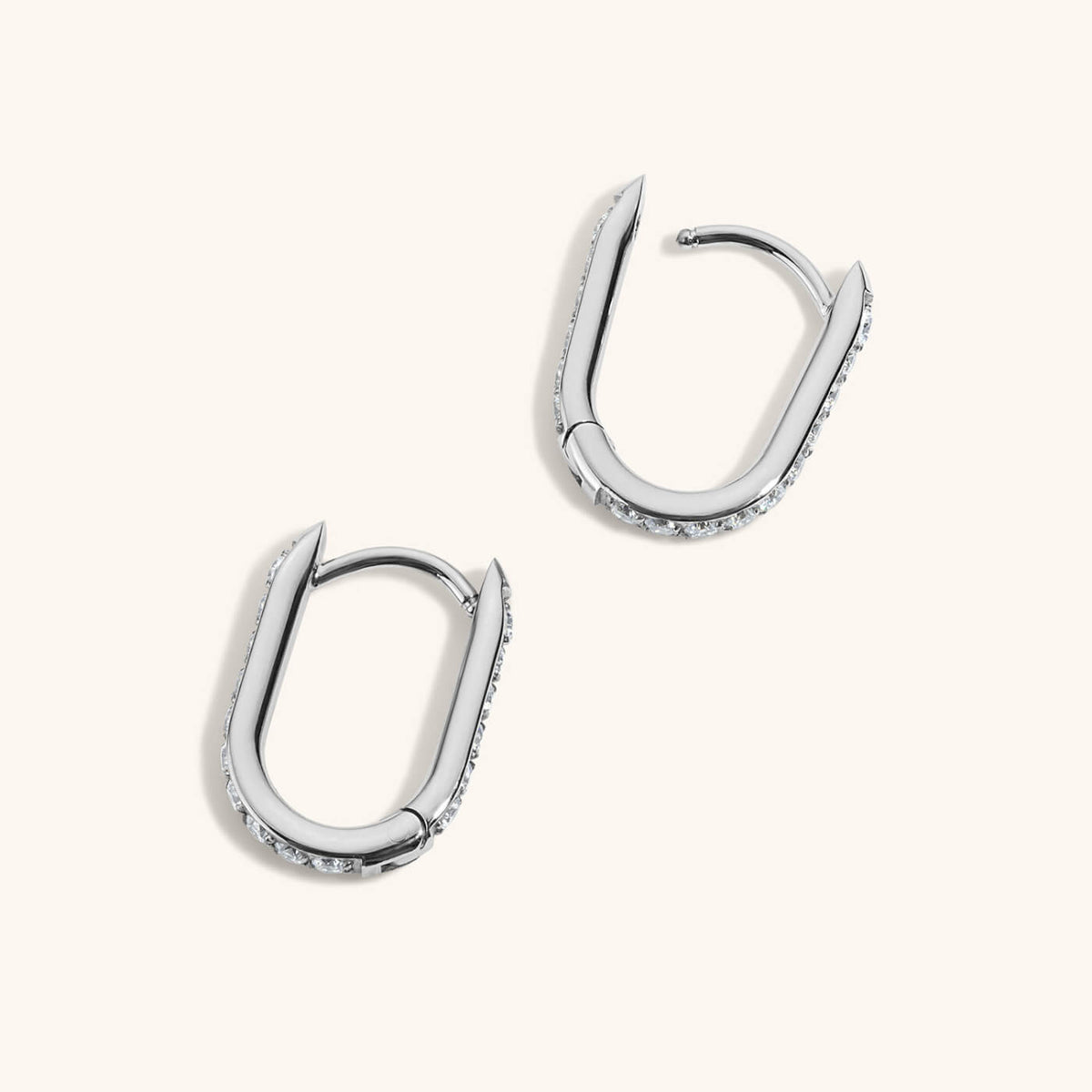 Pavé Halo Oval Hoops, 15mm