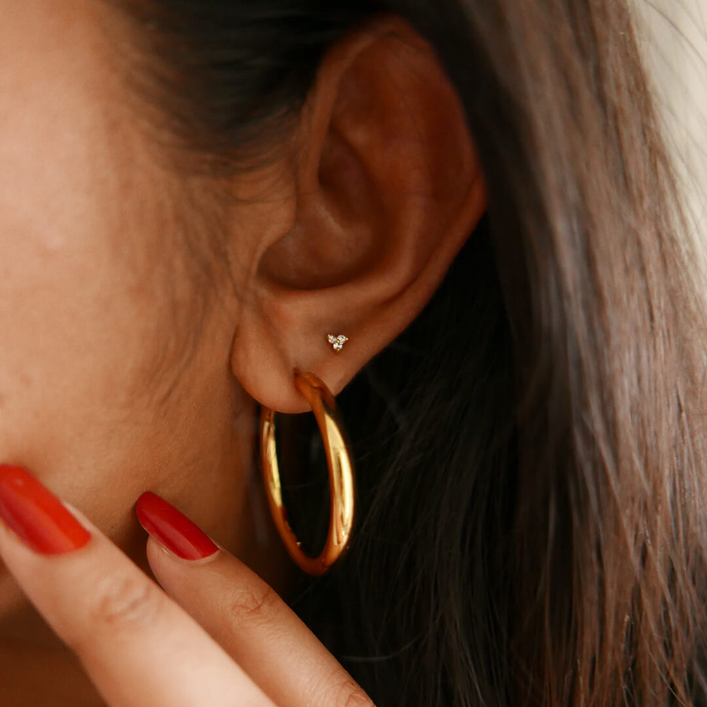 Crystal Trinity Push Pin Flat Back Earring