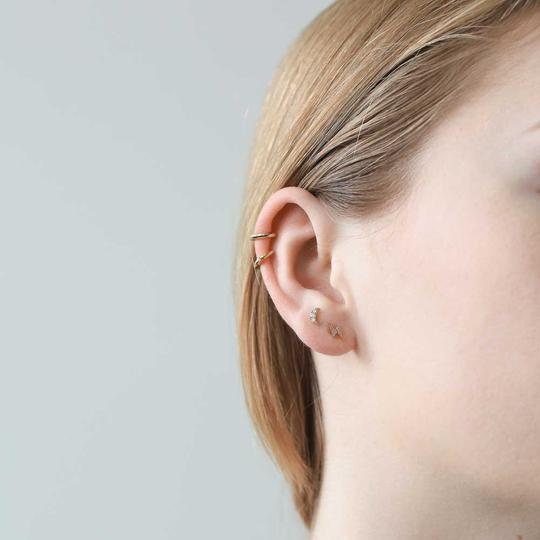 Pave Moon Threaded Flat Back Earring