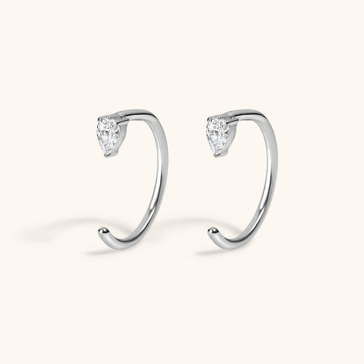 Pear Open Huggie Hoops