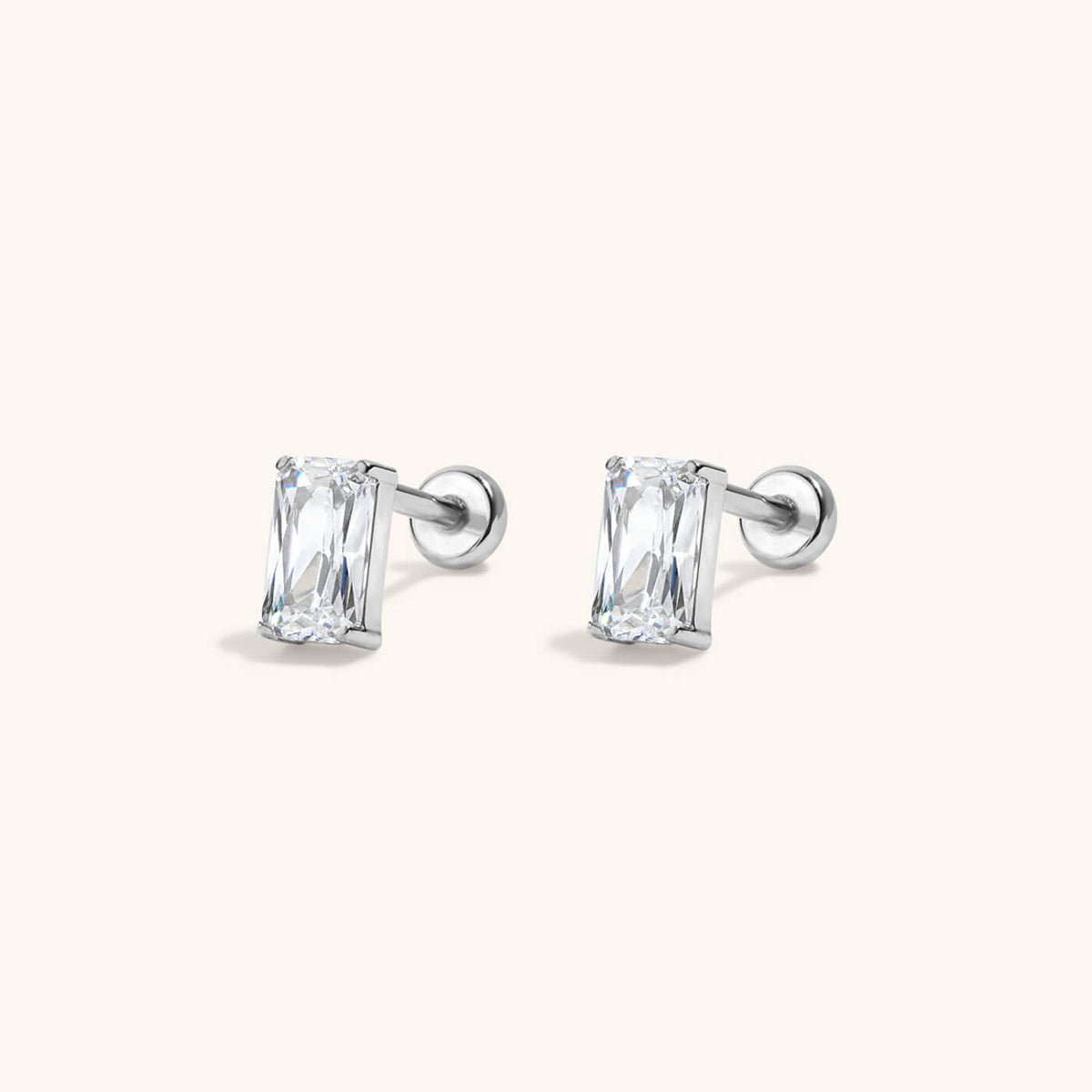 Celestial Crystal Emerald-Cut Nap Earrings, 5mm