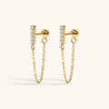 Pave Bar Chain Nap Earrings
