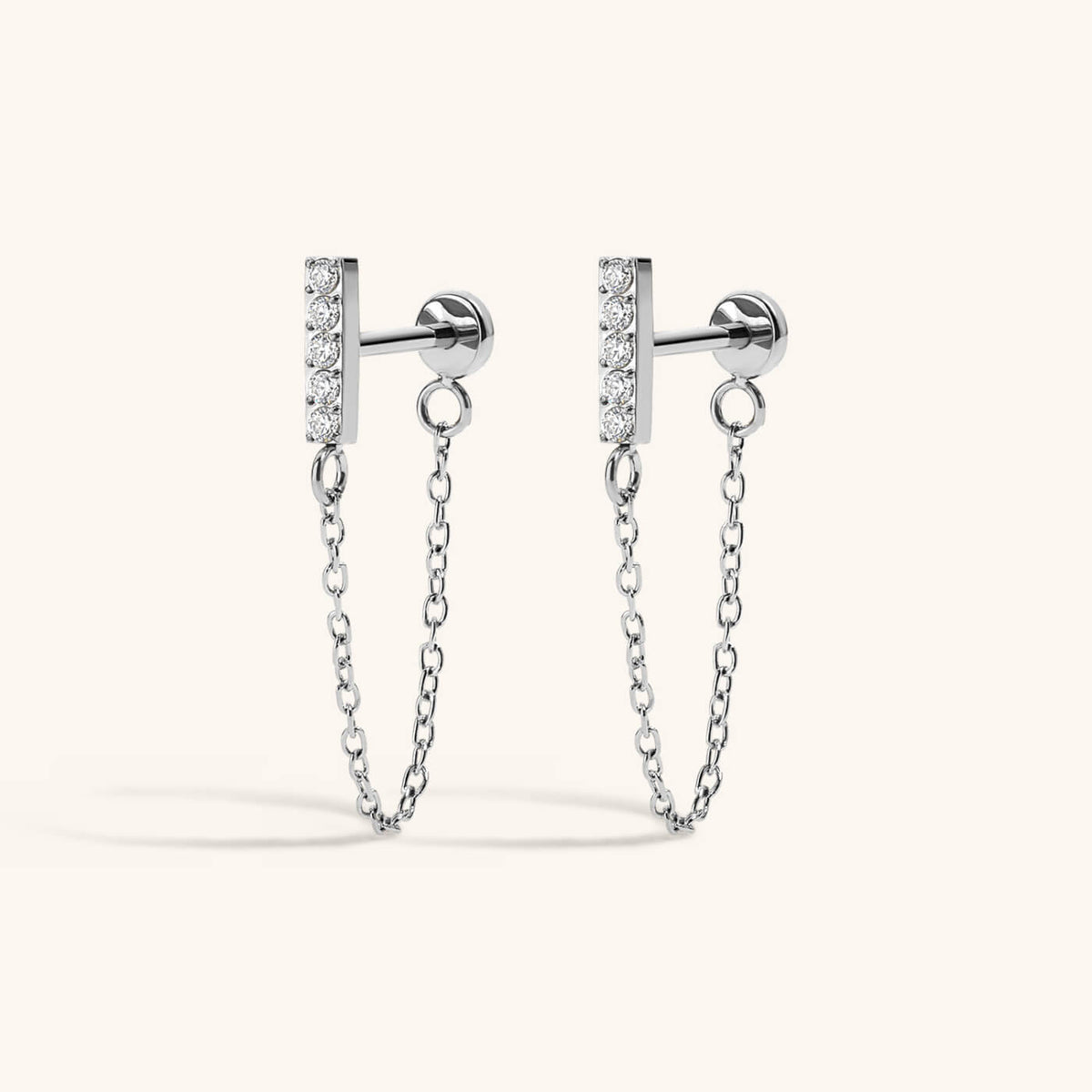 Pave Bar Chain Nap Earrings