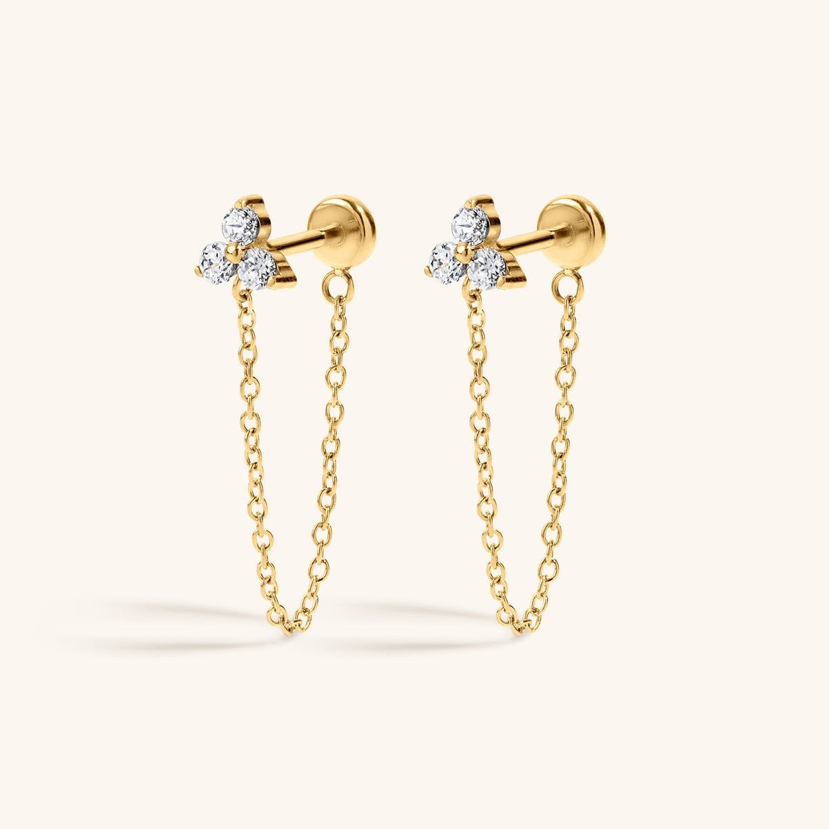 Crystal Trinity Chain Nap Earrings