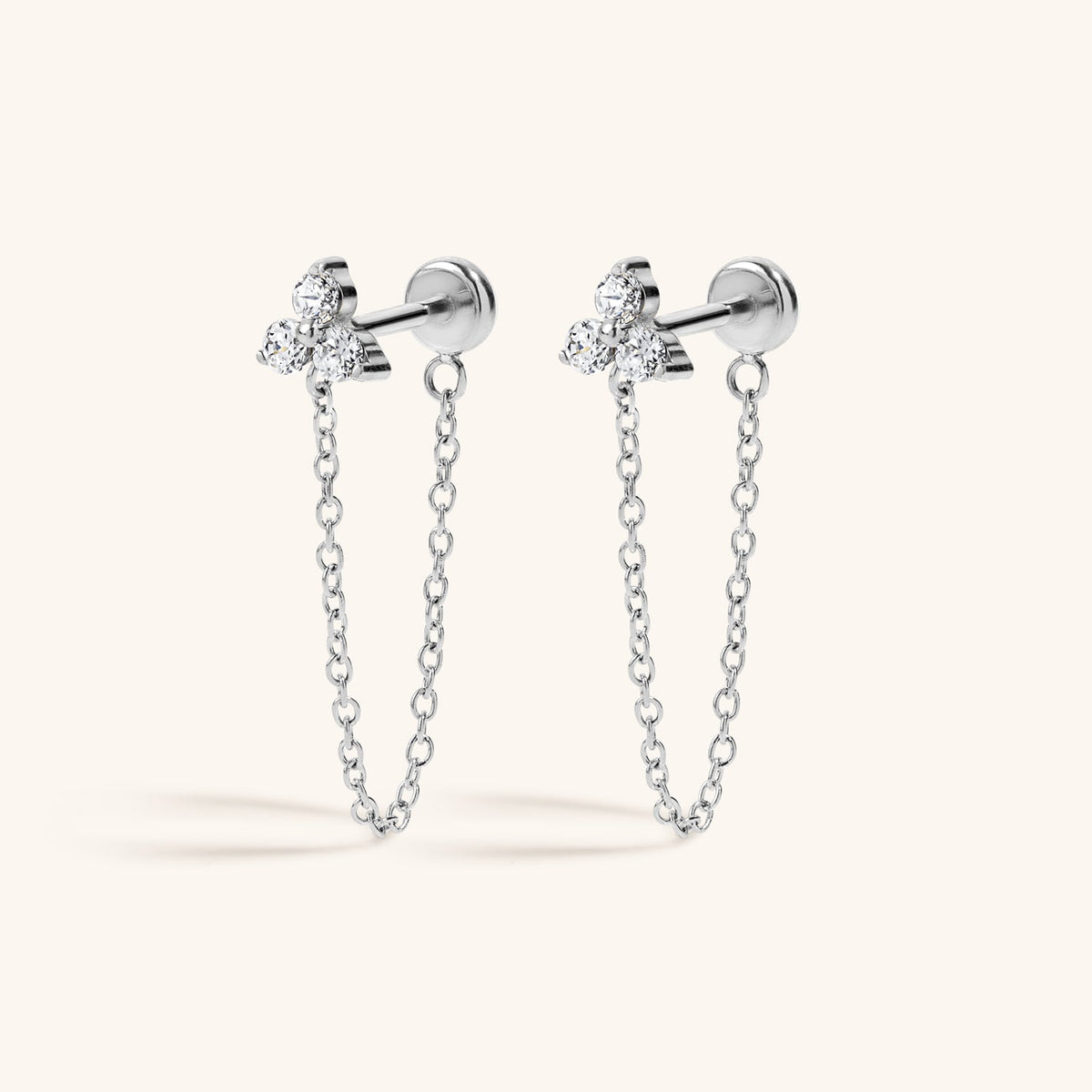 Crystal Trinity Chain Nap Earrings