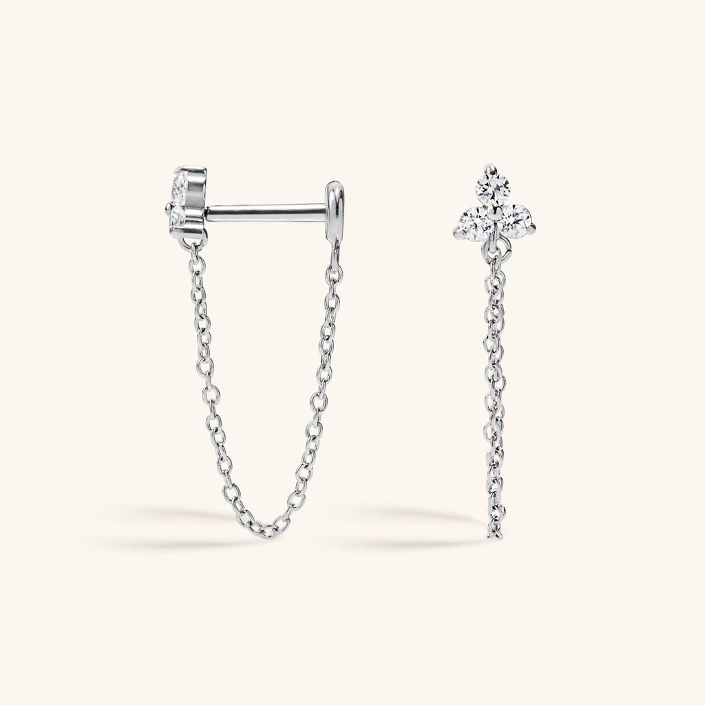 Crystal Trinity Chain Nap Earrings