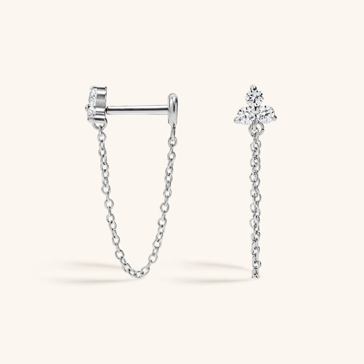 Crystal Trinity Chain Nap Earrings