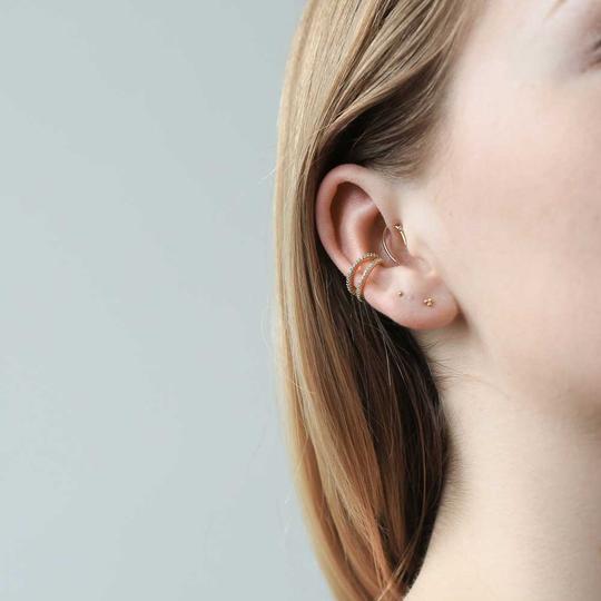 Trinity Threaded Flat Back Earring in 14k Gold