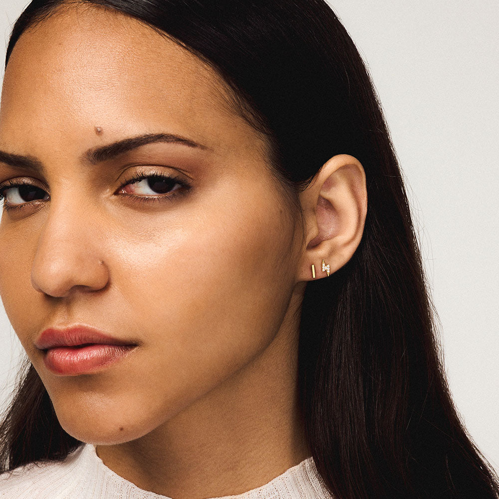 Bar Push Pin Flat Back Earring