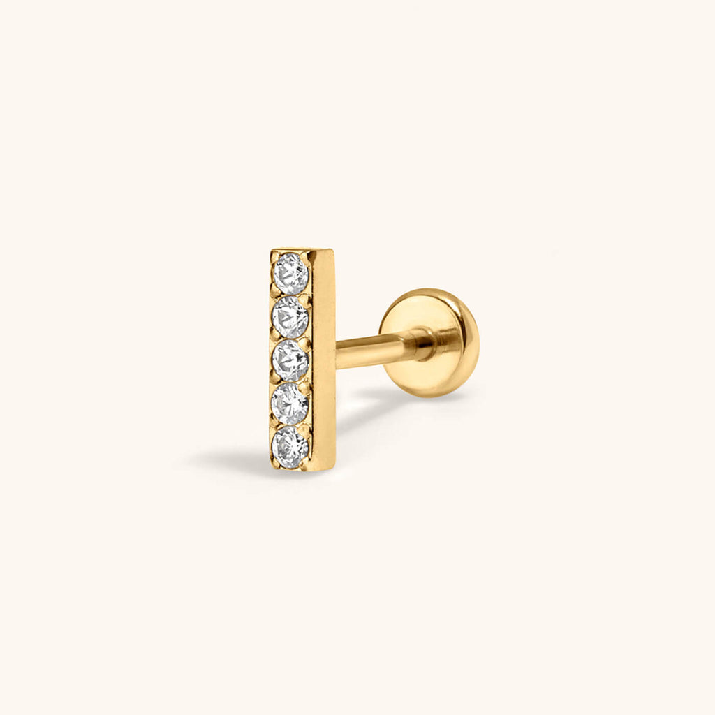 Pave Bar Push Pin Flat Back Earring