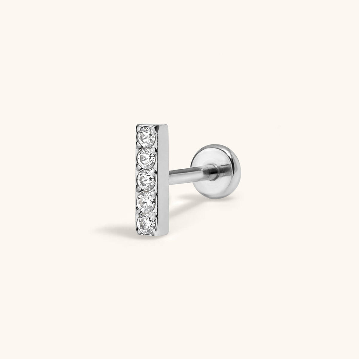 Pave Bar Push Pin Flat Back Earring