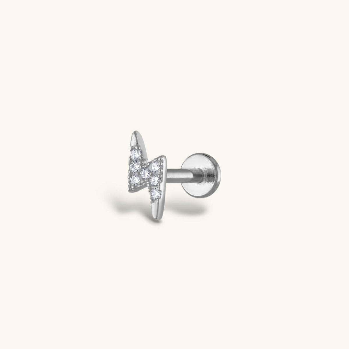 Pave Lightning Threaded Flat Back Earring