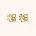 Pave Moon Studs in 14k Gold
