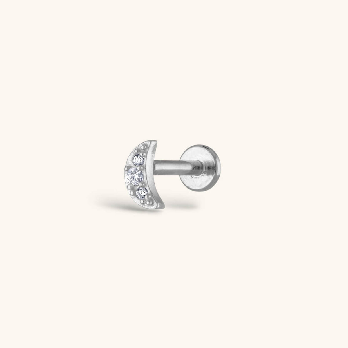 Pave Moon Threaded Flat Back Earring