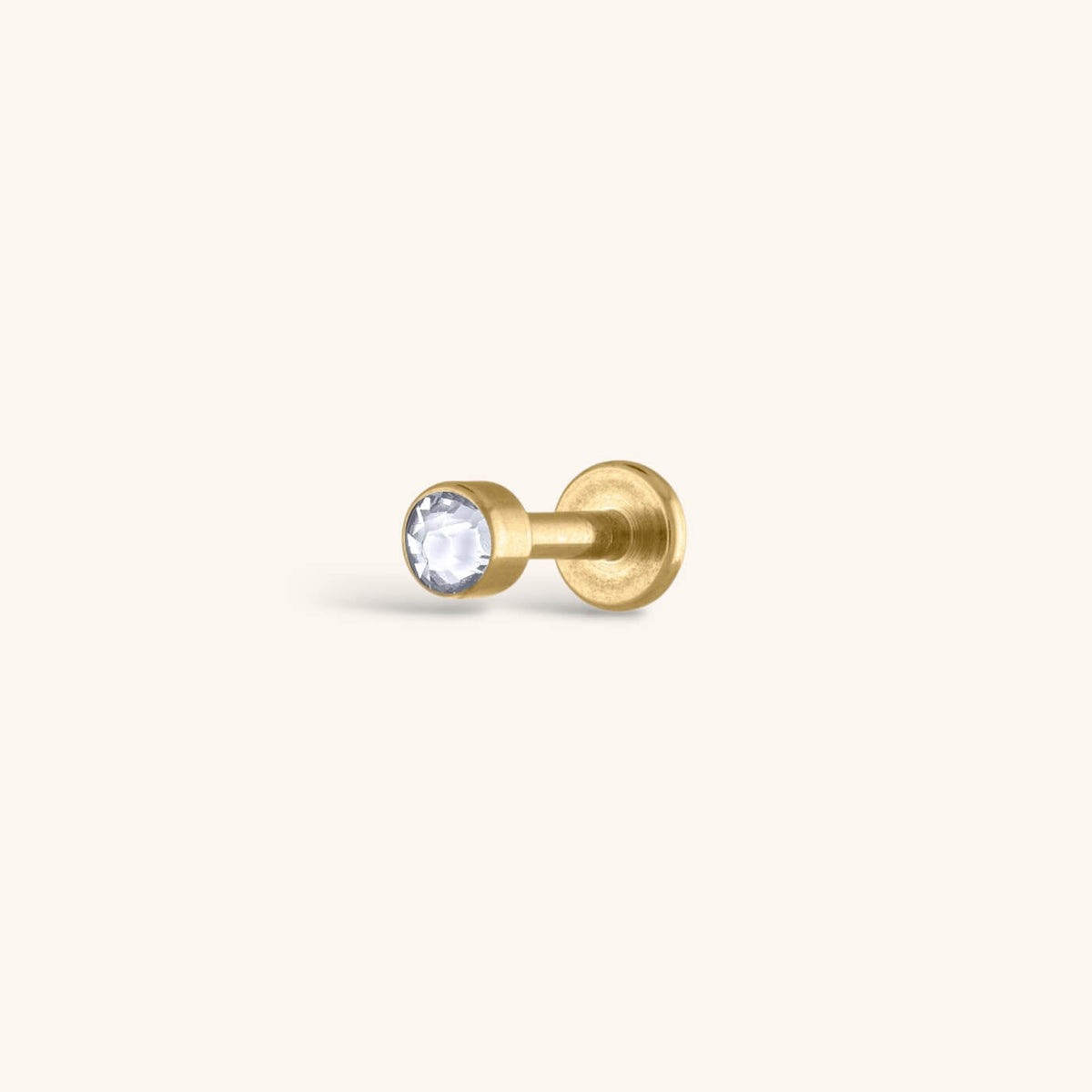Celestial Crystal Bezel Solitaire Threaded Flat Back Earring