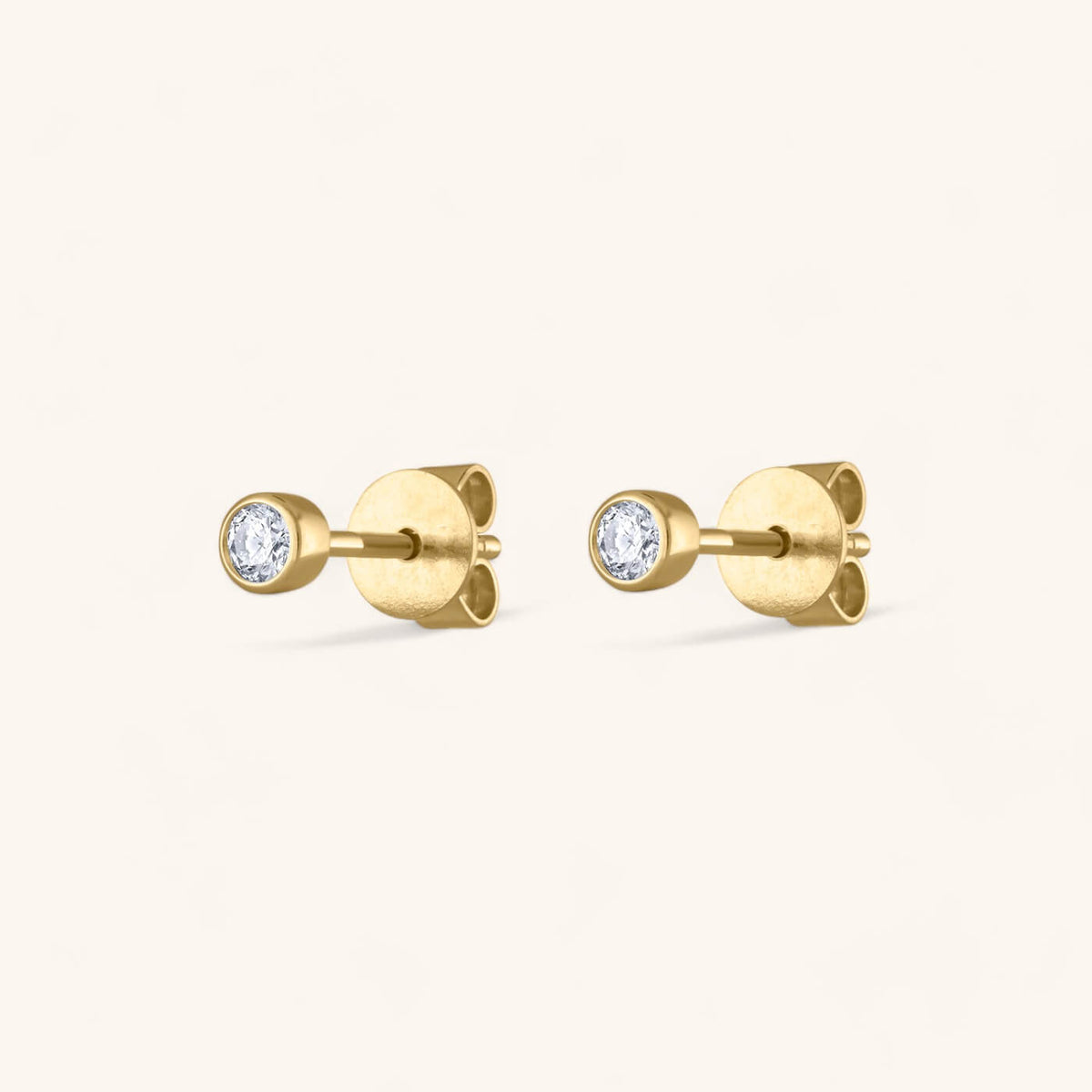 Tiny Diamond Studs in 14k Gold