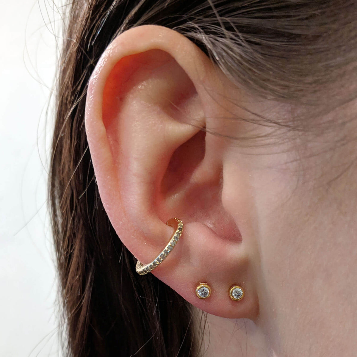 Tiny Sapphire Studs in 14k Gold