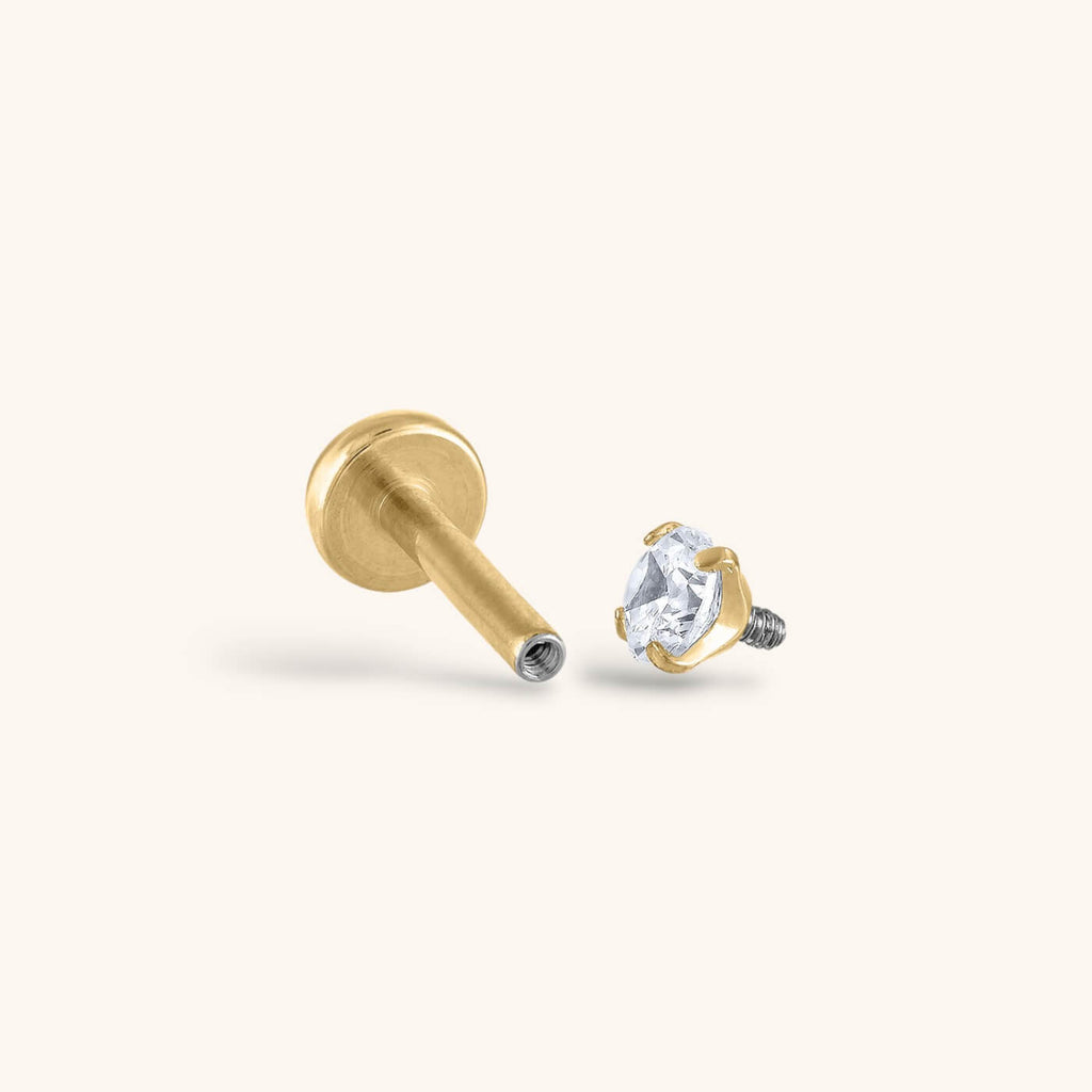 Celestial Crystal Solitaire Threaded Flat Back Earring