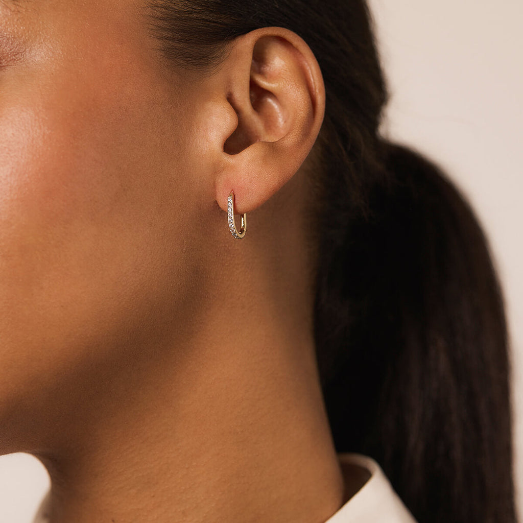 Pavé Halo Oval Hoops, 15mm