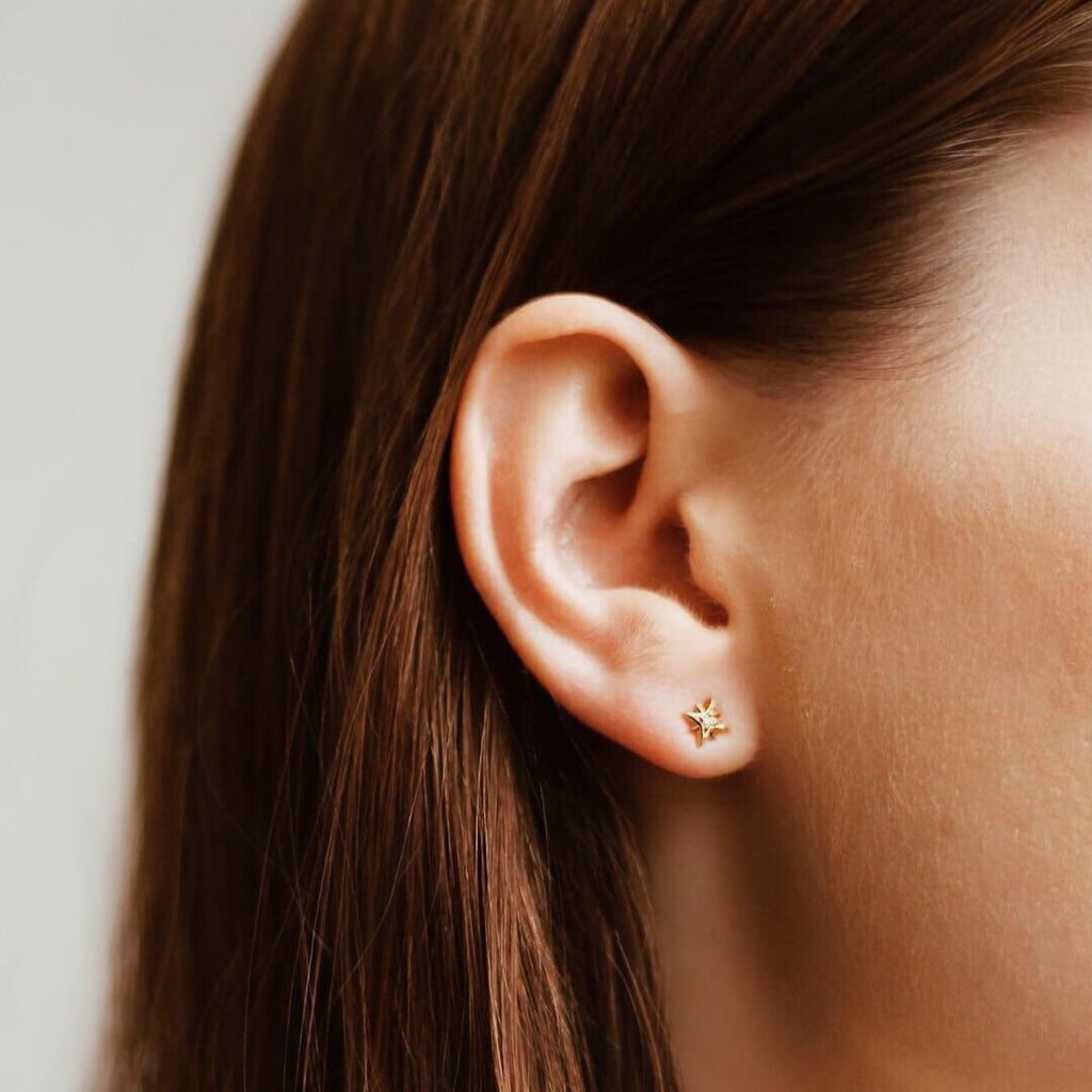 North Star Threaded Flat Back Earring