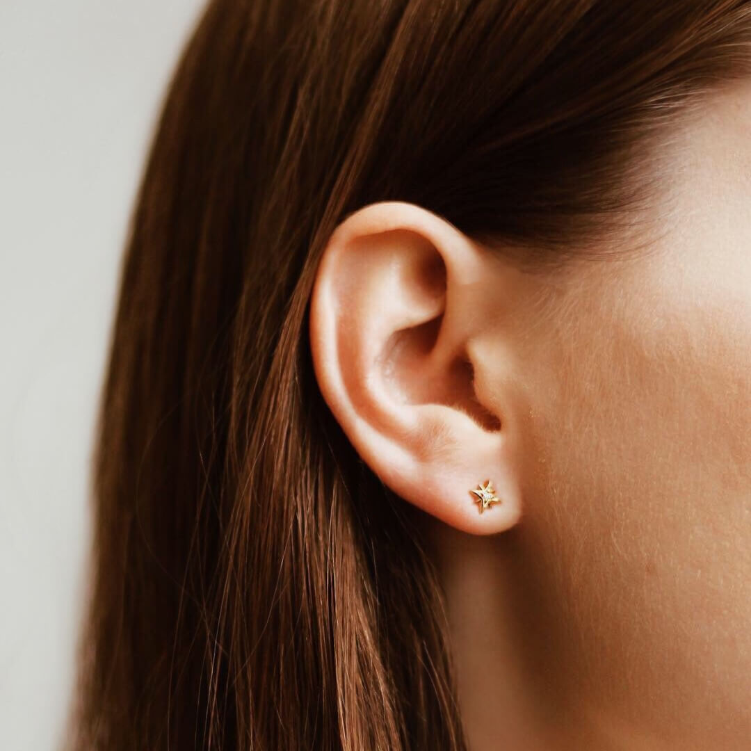 North Star Threaded Flat Back Earring