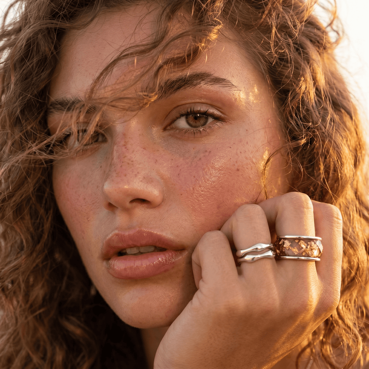 2-in-1 Resin Ring - Golden Amber