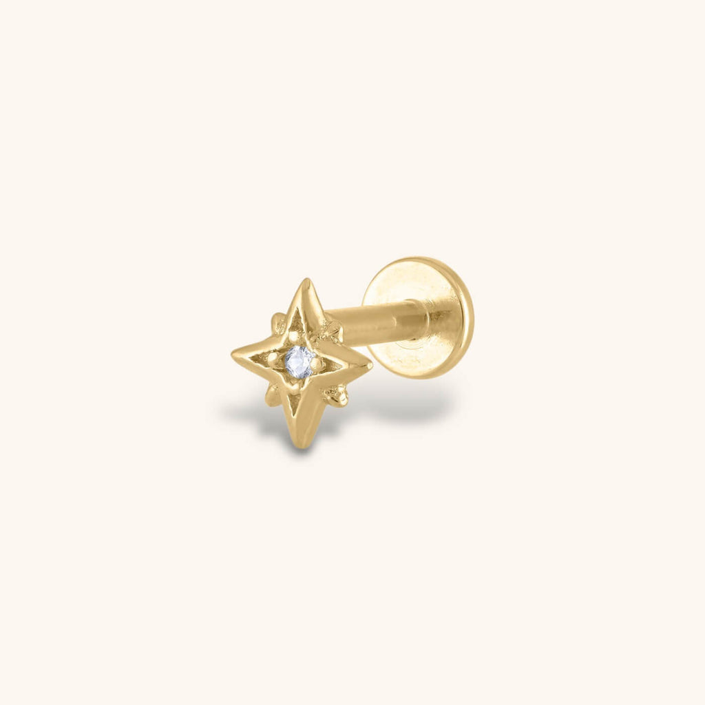 North Star Threaded Flat Back Earring