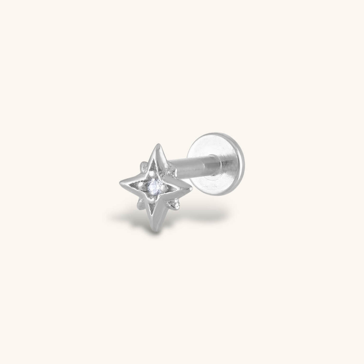 North Star Threaded Flat Back Earring
