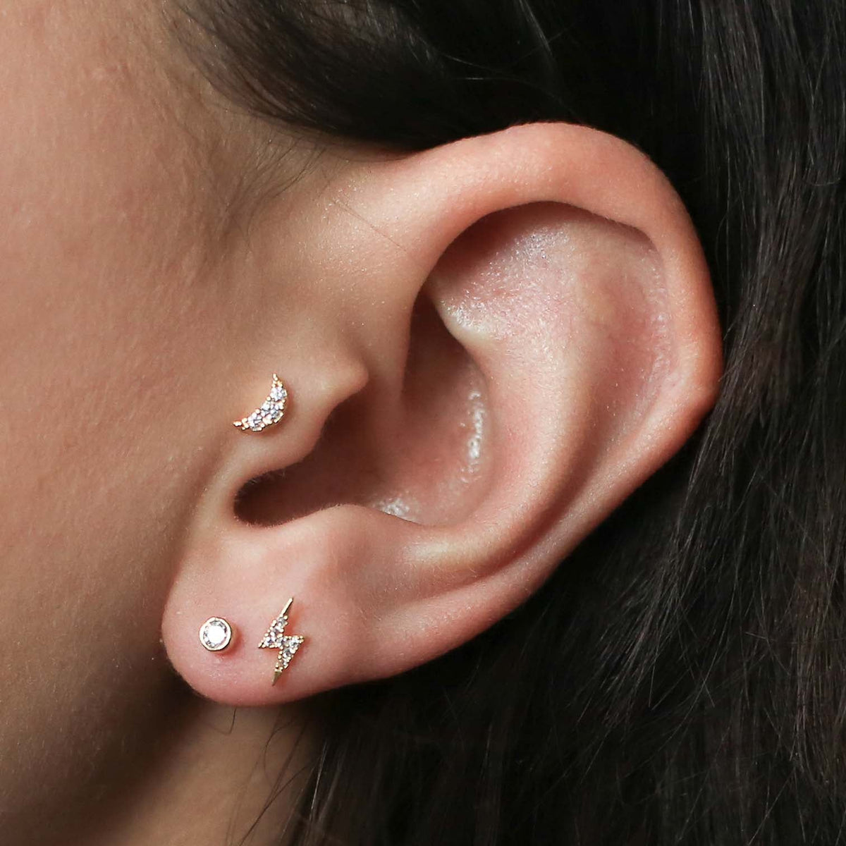 Tiny Sapphire Studs in 14k Gold