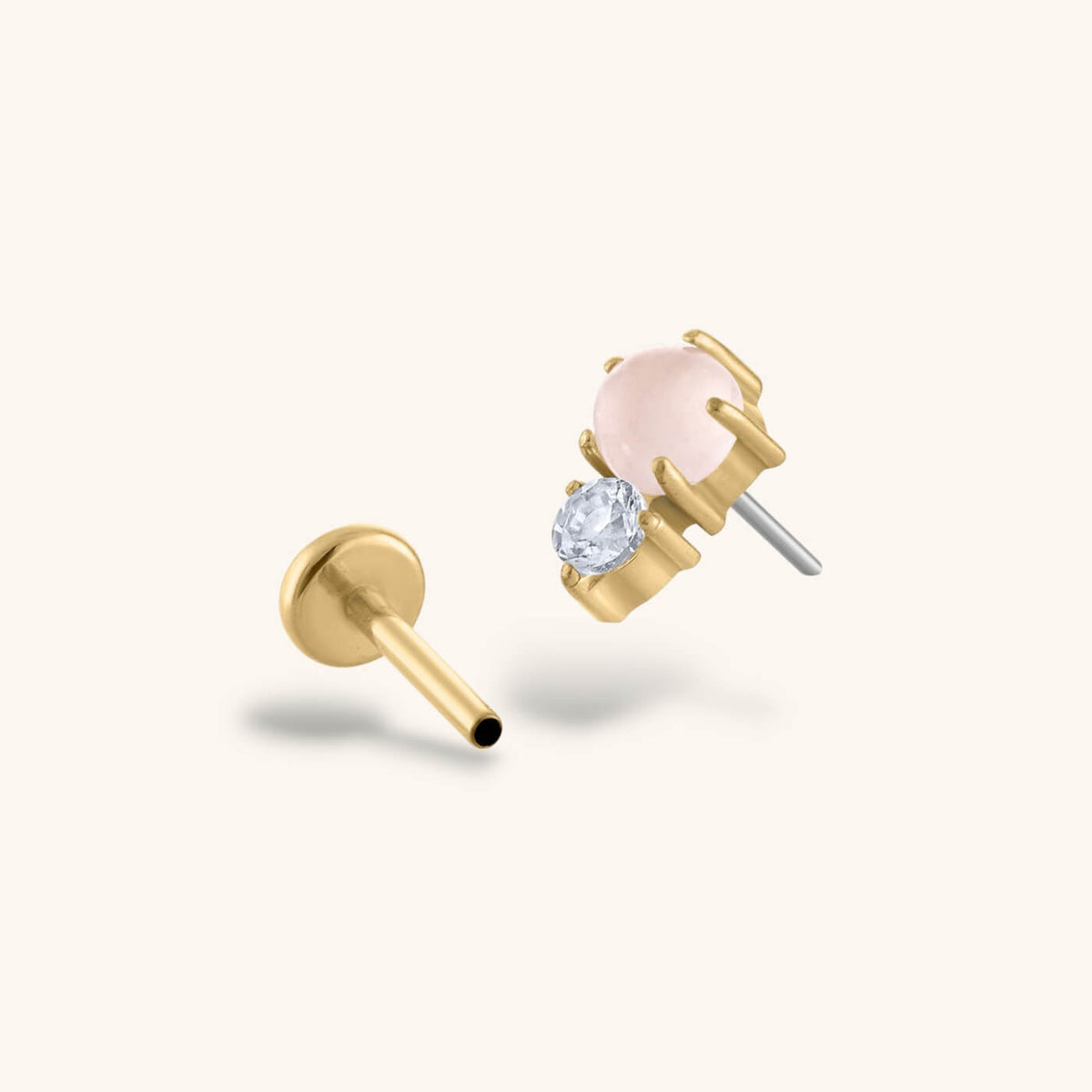 Pink Quartz and White Topaz Nap Earrings