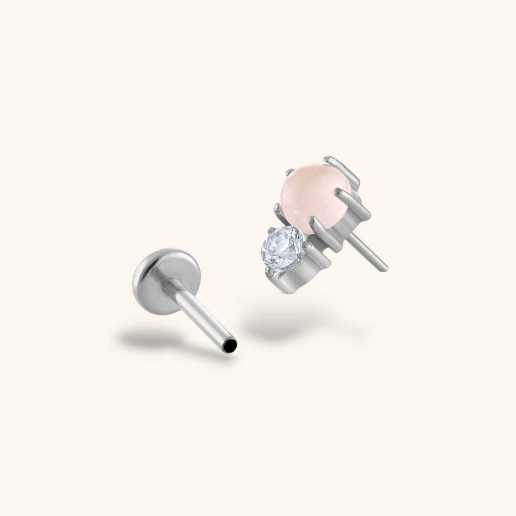 Pink Quartz and White Topaz Nap Earrings