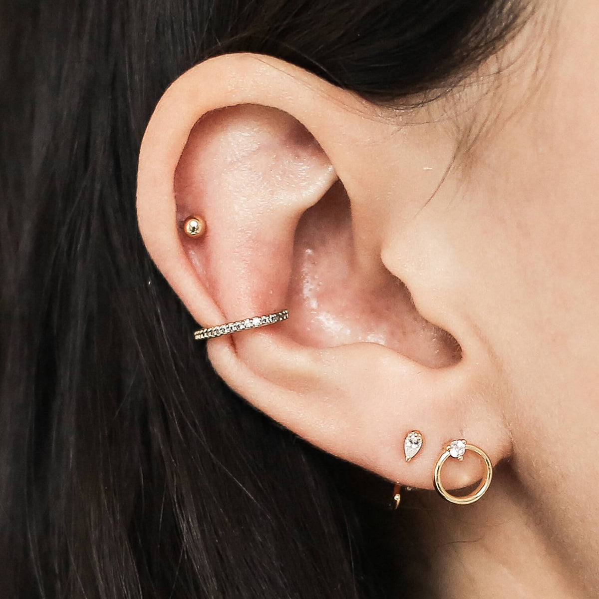 Sphere Threaded Flat Back Earring