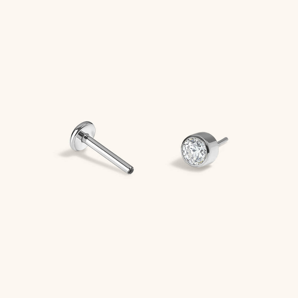 Celestial Crystal Bezel Solitaire Push Pin Flat Back Earring