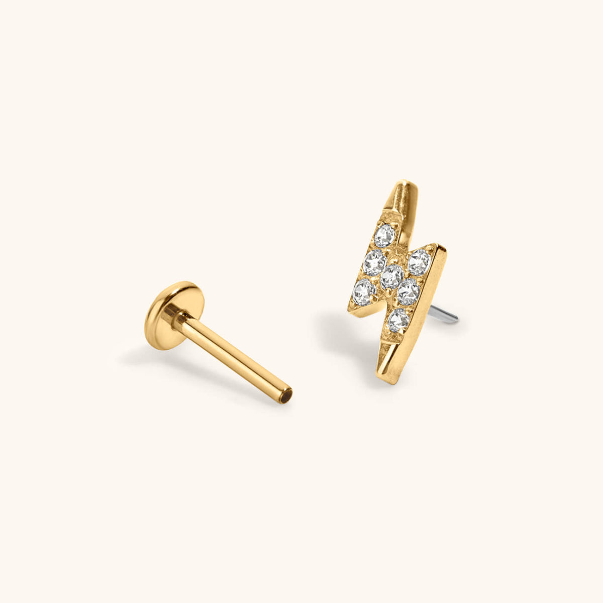Pave Lightning Push Pin Flat Back Earring