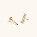 Pave Bar Push Pin Flat Back Earring