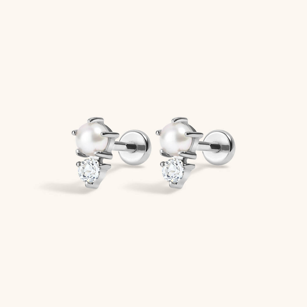 Pearl and White Topaz Nap Earrings