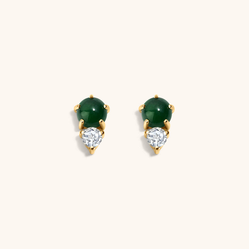 Jade and White Topaz Nap Earrings