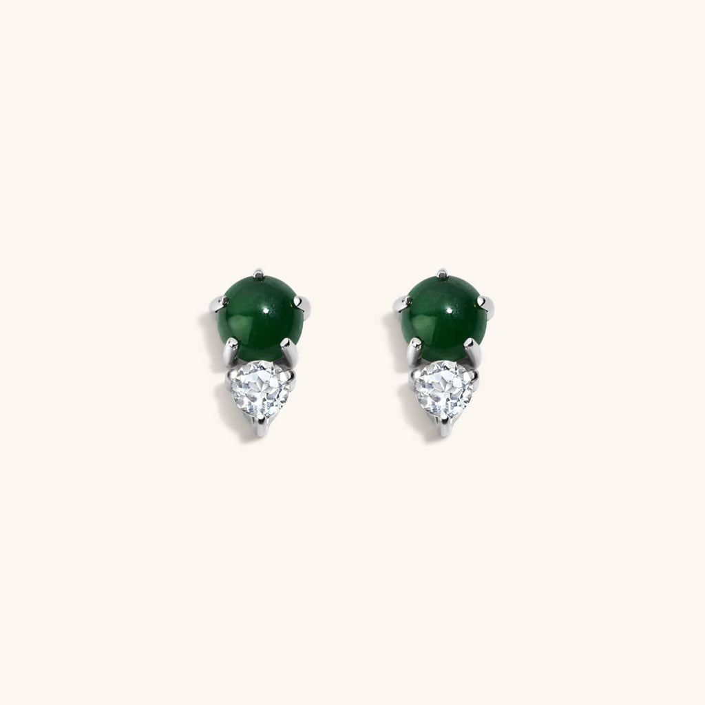 Jade and White Topaz Nap Earrings