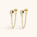 Bezel Pear Chain Nap Earrings